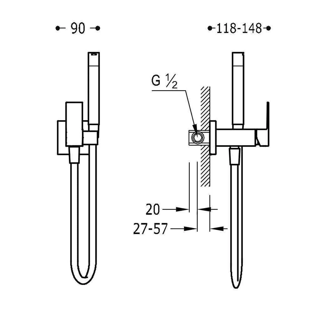 Набор: Змішувач з гігієнічним душем Tres Cuadro 00612301AC