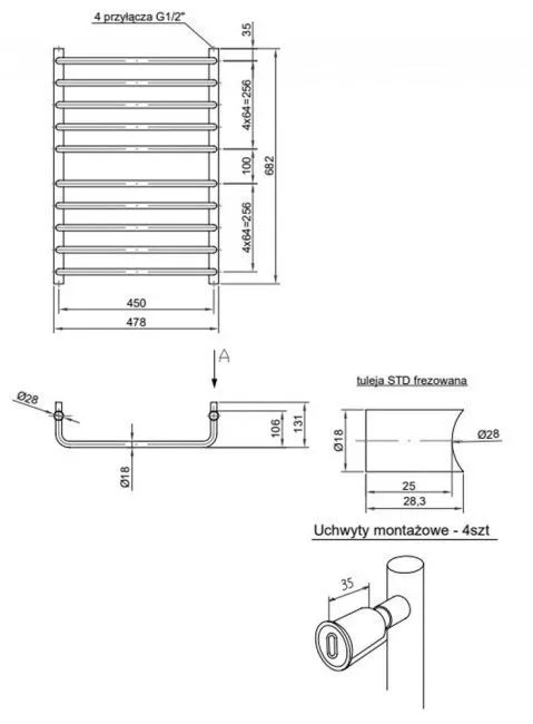 Полотенцесушитель Instal Projekt BOL-50/70MC01