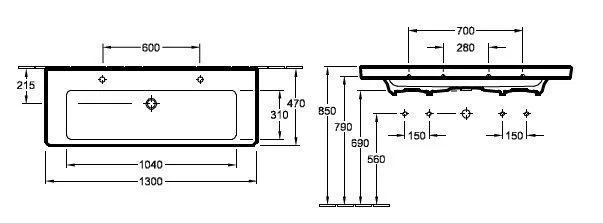 Двойной подвесной умывальник Villeroy and Boch Subway 2.0 7176D201