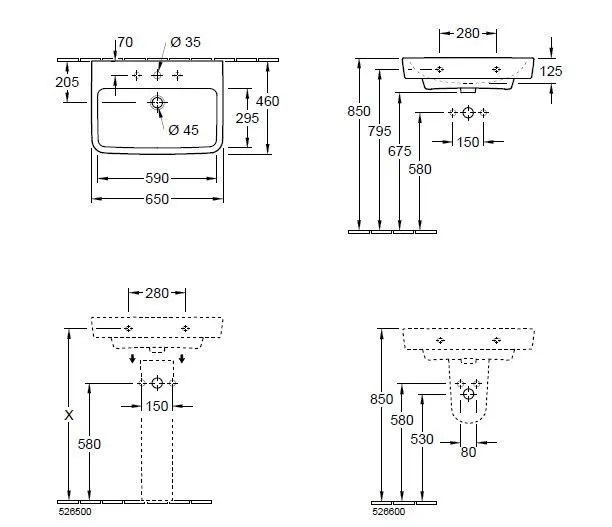Подвесной умывальник Villeroy and Boch O. Novo 4A4166R1