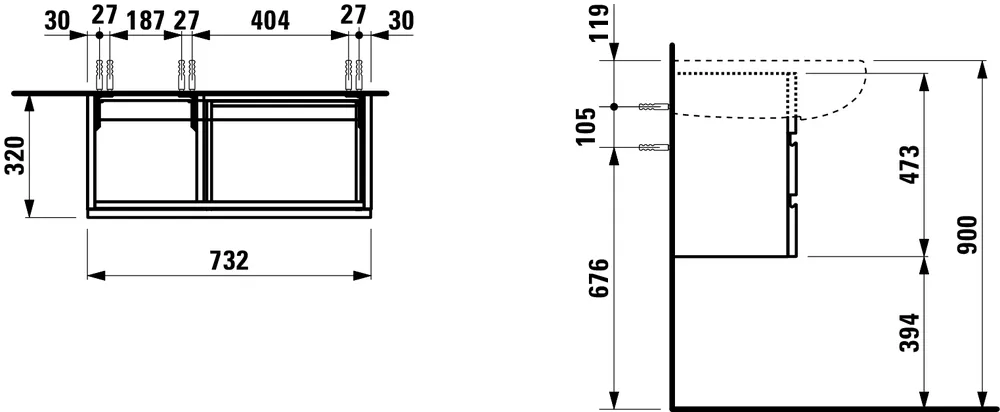 Тумба под умывальник Laufen ILBAGNOALESSI One H4244700976301