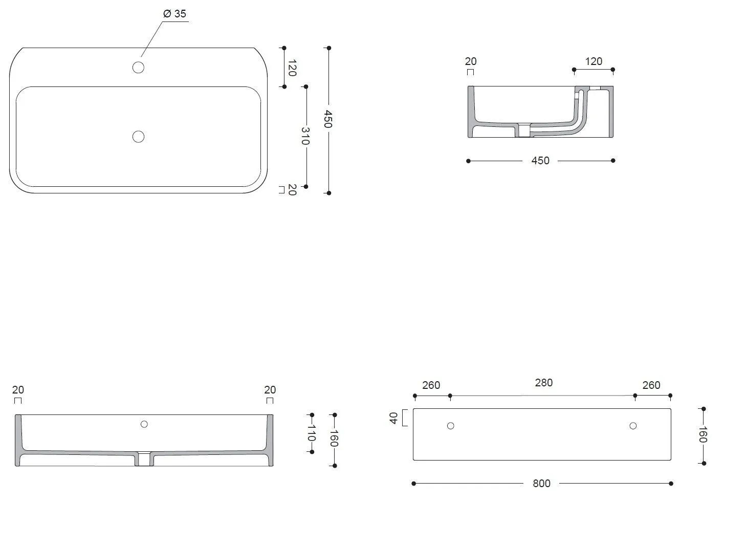 Раковина на столешницу Cosa AXA 8630001