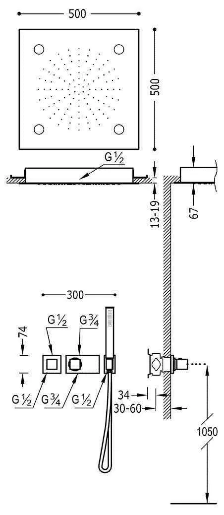 Душевая система Tres Block System 20725205