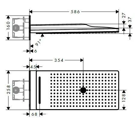 Верхний душ с держателем Hansgrohe Rainmaker Select 580 x 260 3jet 24011400