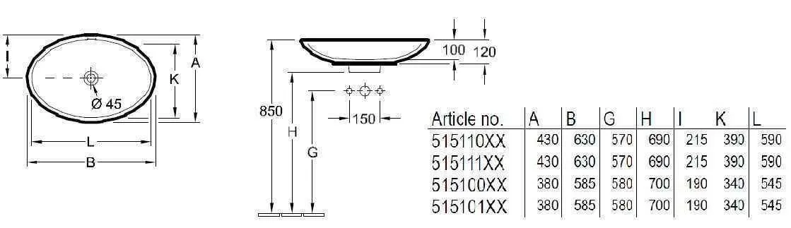 Умивальник на стільницю Villeroy & Boch Loop & Friends 51510001