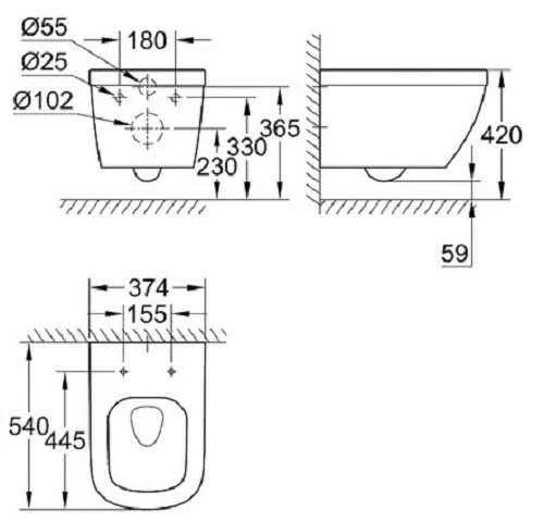 Інсталяція з унітазом і клавішею Grohe 36501000