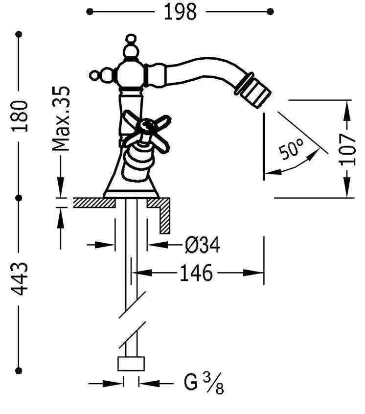 Змішувач на біде Tres Clasic 24212202OR