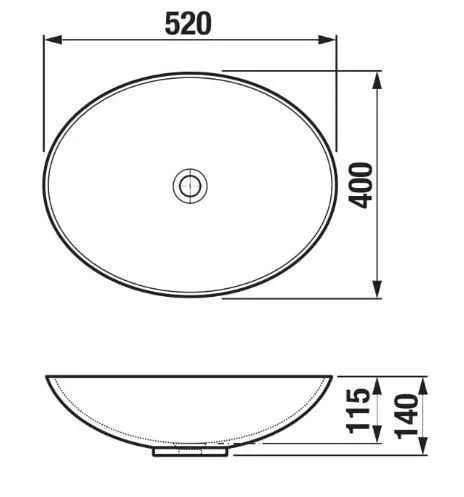 Jika Astra Раковина на стільницю, 520*400 мм, без отвору для змішувача, без перелива