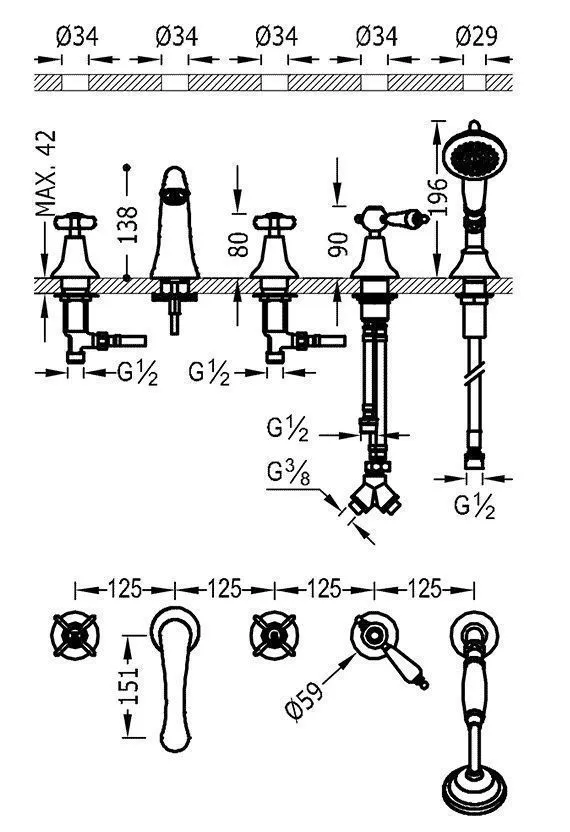 Смесители для ванны Tres Clasic 24214602