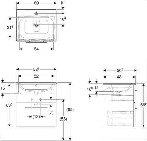 Selnova Комплект умивальник+тумба 60см, білий