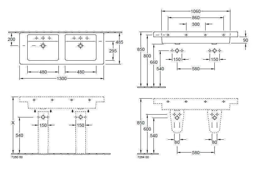 Подвійний Підвісний умивальник Villeroy and Boch Architectura 613113R1