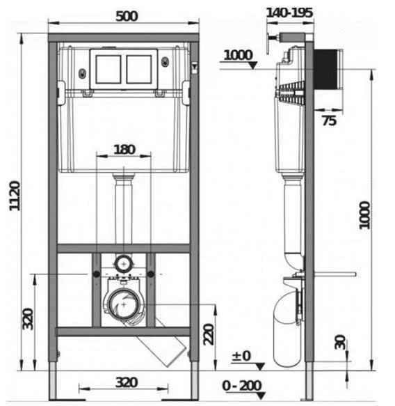 Mila Унитаз-биде подвесной, безобедочный+инсталляционная система с креплением H8215230000001/H895652000
