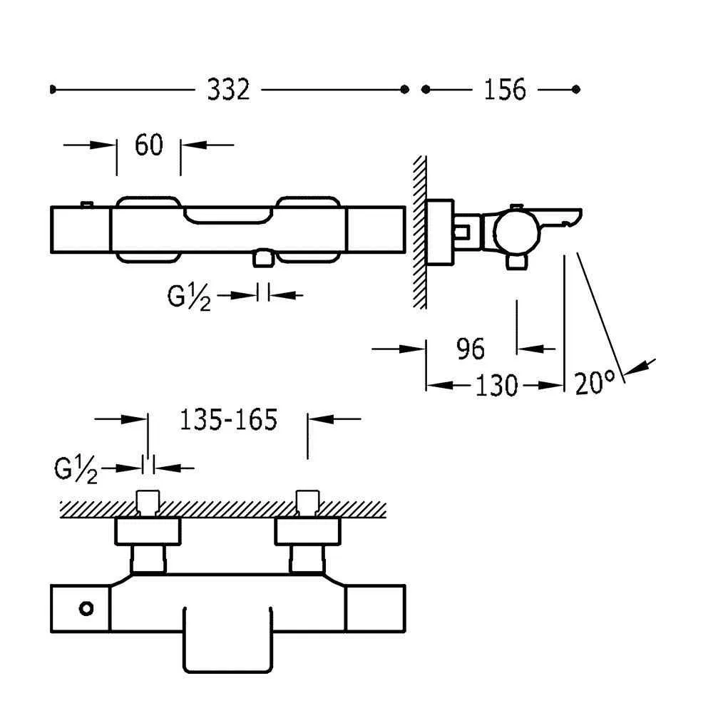 Термостат для ванної Loft Tres