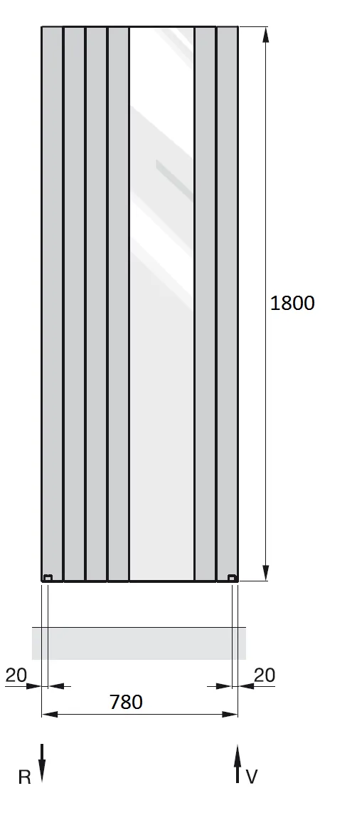 Рушникосушка Zehnder Nova Mirror Полотенцесушитель Zehnder Nova Mirror NVM 180-8