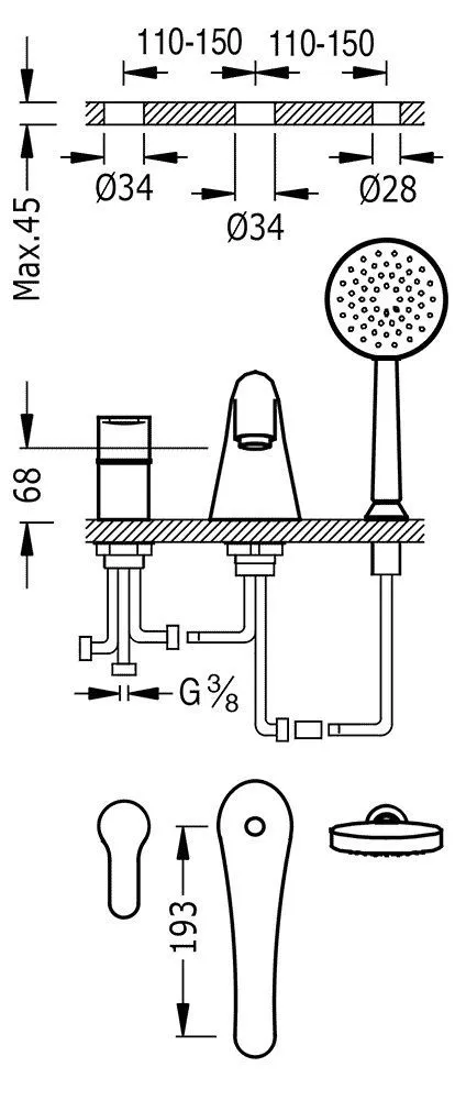 Смеситель для ванны BM - Tres