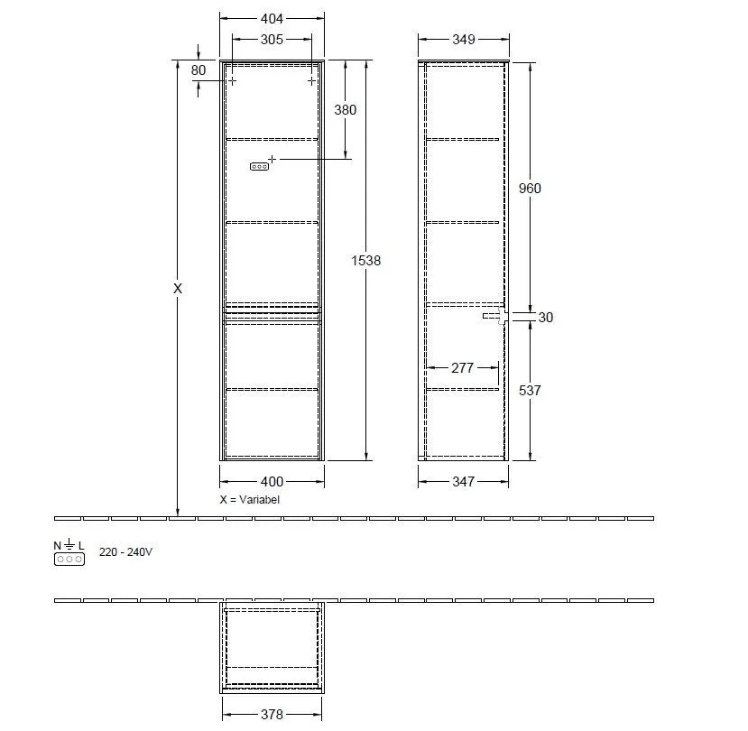 Пенал для ванной комнаты Collaro Villeroy and Boch C03301VG