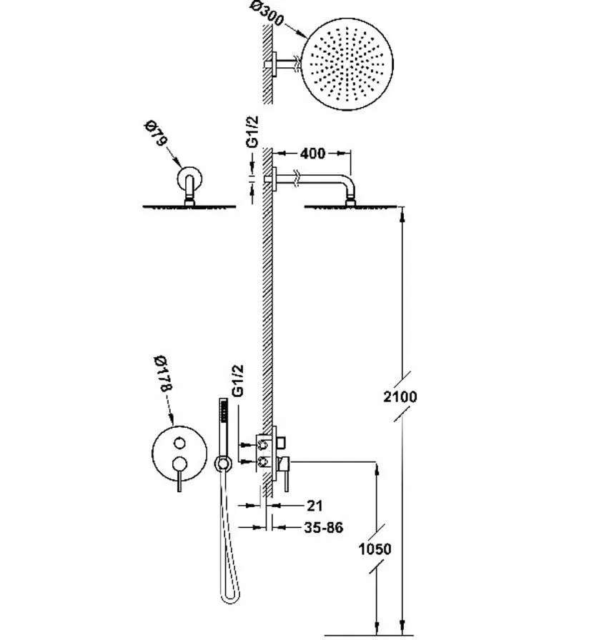 Study Rapid-box Душевая система скрытого монтажа, хром