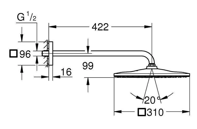 Верхній душ Grohe Rainshower Mono 310 Cube 26564AL0