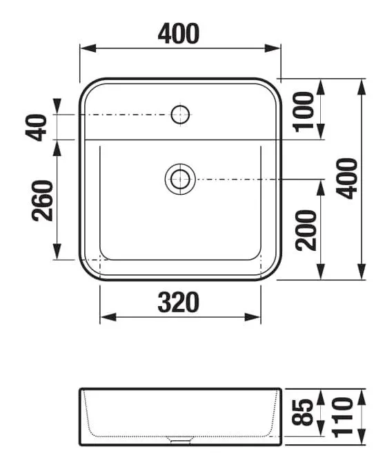 Astra Раковина на столешницу, 400*400 мм, с отверстием для смесителя, без перелива. H8183610001111