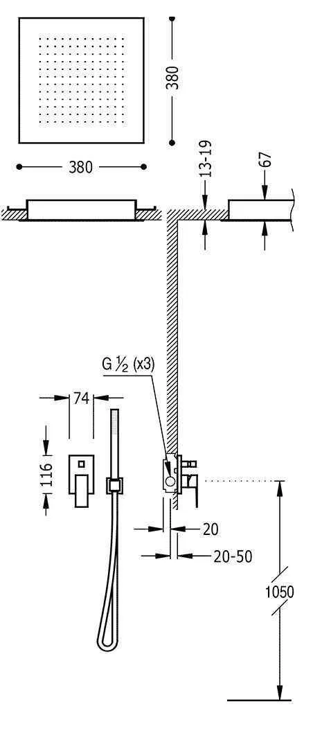 Душевая система Tres Cuadro 00698001