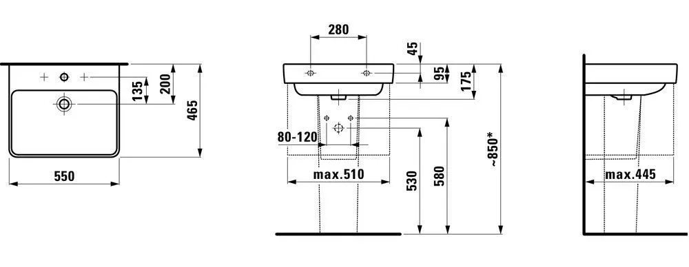 Умывальник Laufen PRO S H8109620001041 H8109620001041