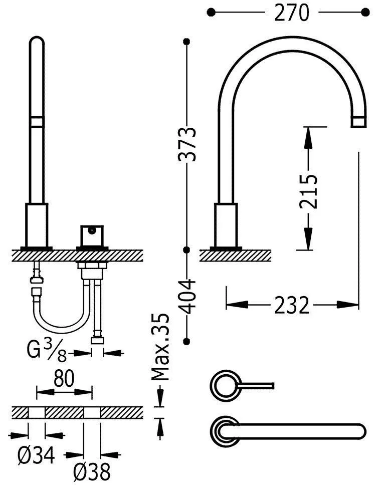 Смесители для раковины Tres Study 26110501OR