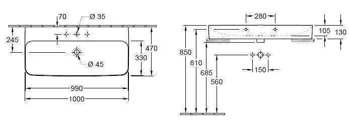 Умивальник на стільницю Finion Villeroy & Boch 41681BRW