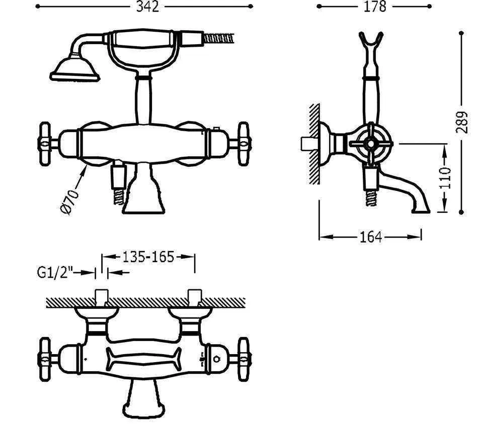 Наборы: Змішувачі для ванної з душовими наборами Tres Clasic 24217609OR