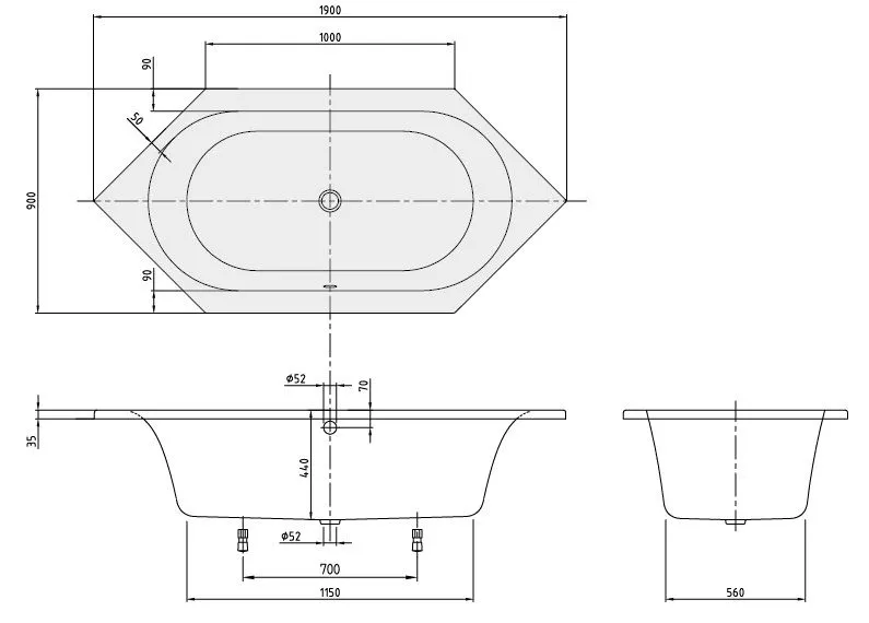 Ванна Villeroy and Boch Loop&Friends UBA199LFO6V-96