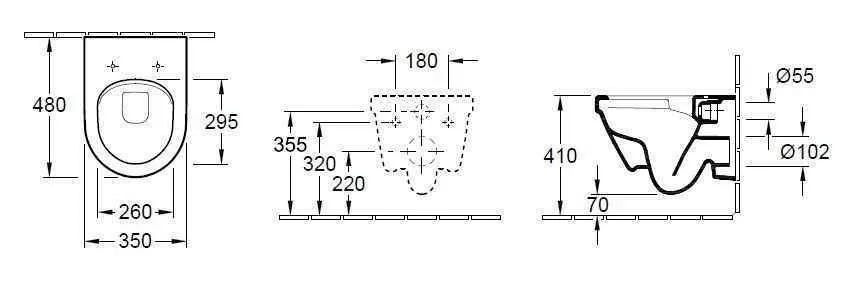 Унітаз підвісний Villeroy and Boch Architectura Compact (без зливного краю) 4687R0T2
