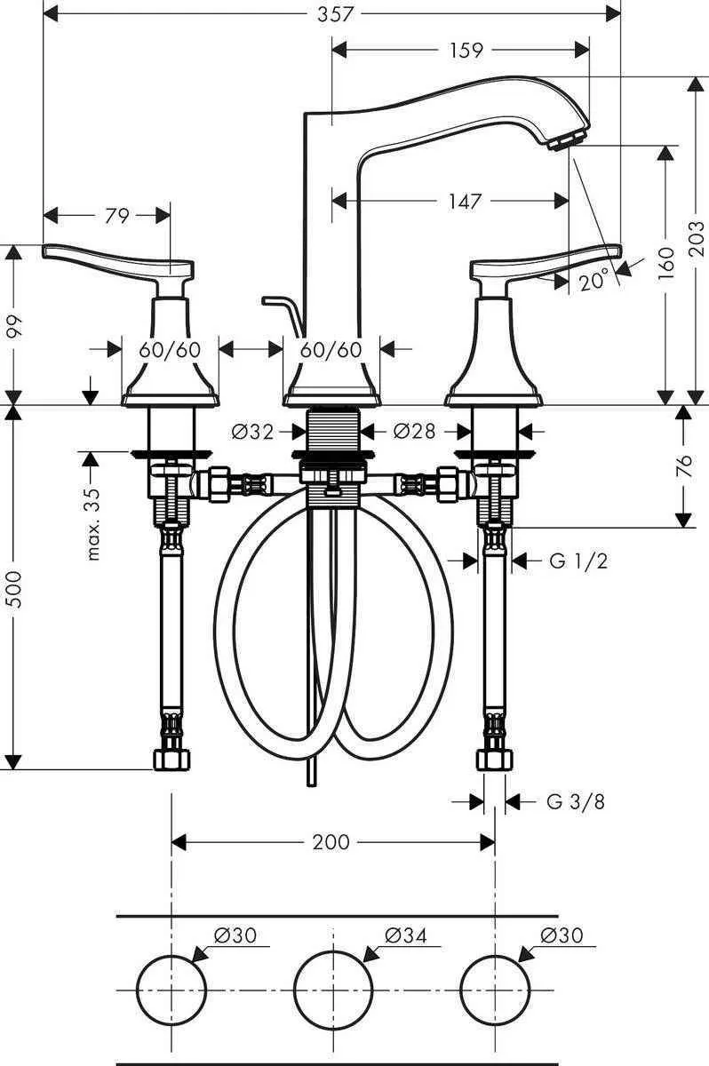 Змішувач для умивальника Hansgrohe Metropol Classic 31331090