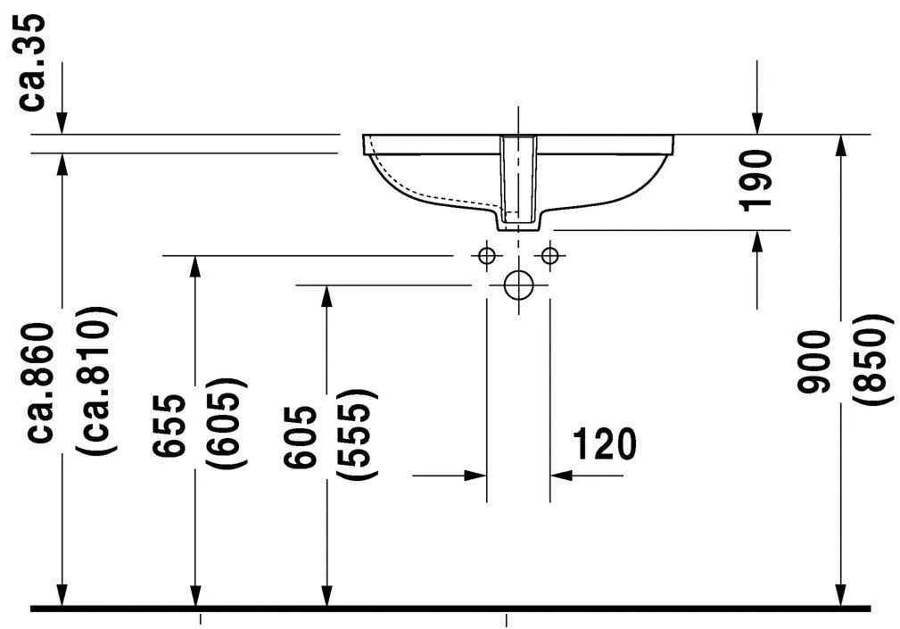 Раковина встраиваемая под столешницу Duravit D-Code 0338560000
