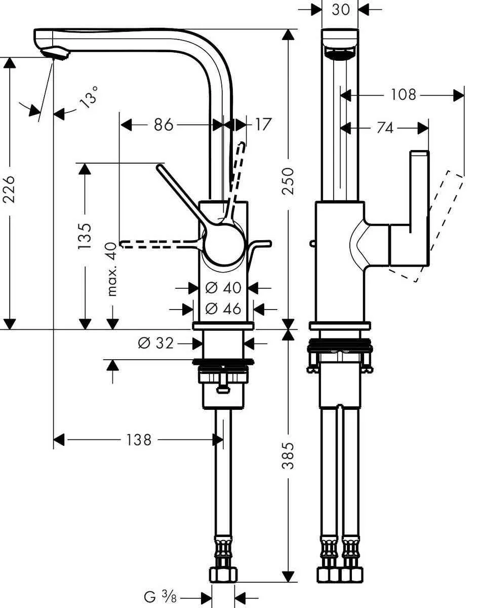 Змішувач для умивальника Hansgrohe Metris S 31159000
