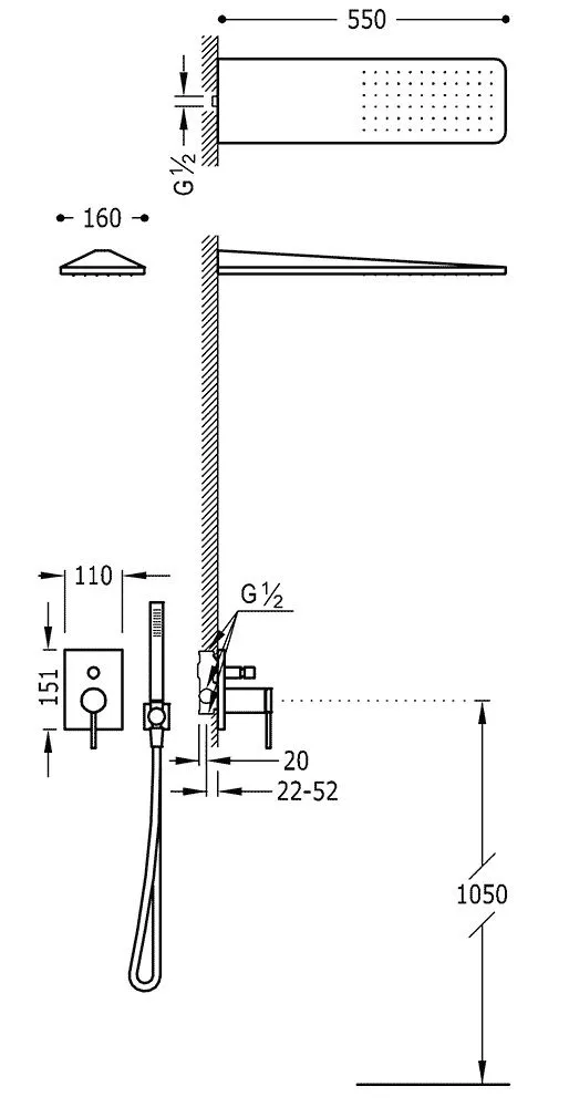 Душевая система Tres Mono-Term 06218010AC