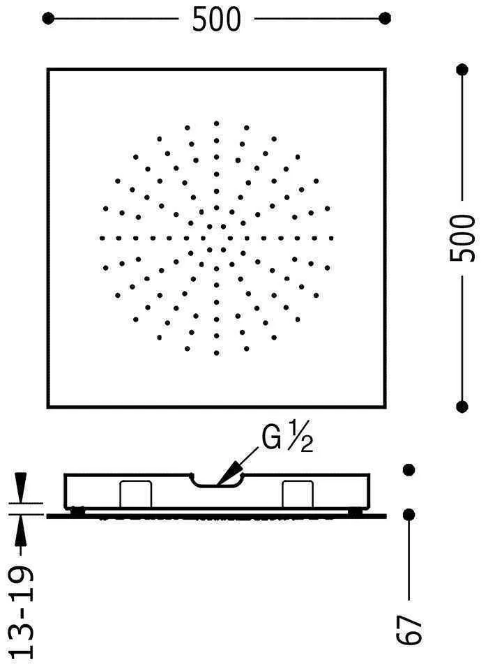Верхній душ Tres  500Х500 29995302OM