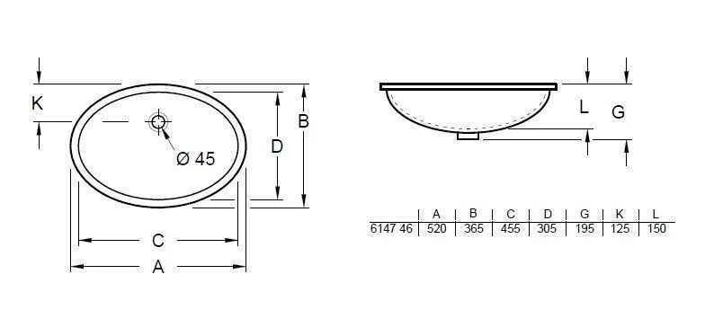Раковина вбудована під стільницю Villeroy and Boch Evana 6144 00 61474601