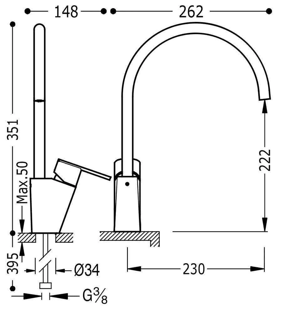 Смеситель на кухню Tres Lex 181341