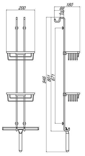 Система підвісних поличок з щіткою для очищення скла Emco System 2 3566 001 06