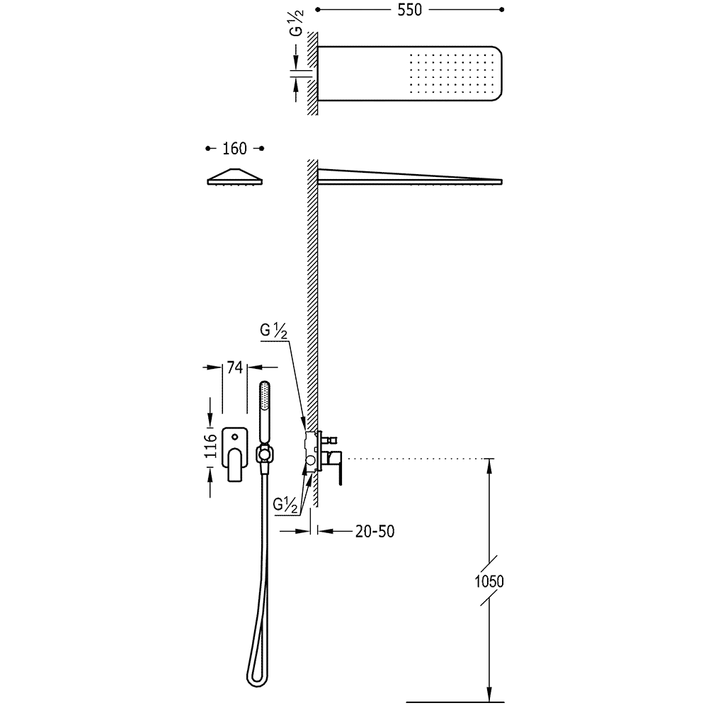 Душова система Tres Loft 20018005OM