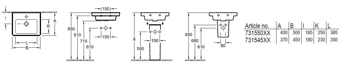 Подвесной умывальник Villeroy and Boch Subway 2.0 731550R2