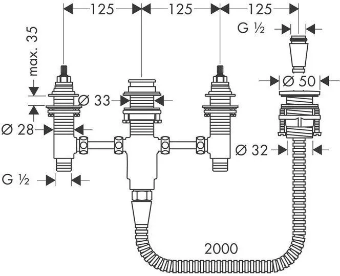 Смеситель на 4 отверстия на край ванны СЧ Hansgrohe 13244180