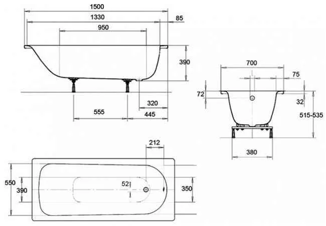 Saniform Plus Ванна сталева 150*70 см