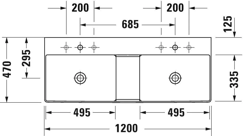 Умывальник Duravit DuraSquarе (двойной) 2353120070