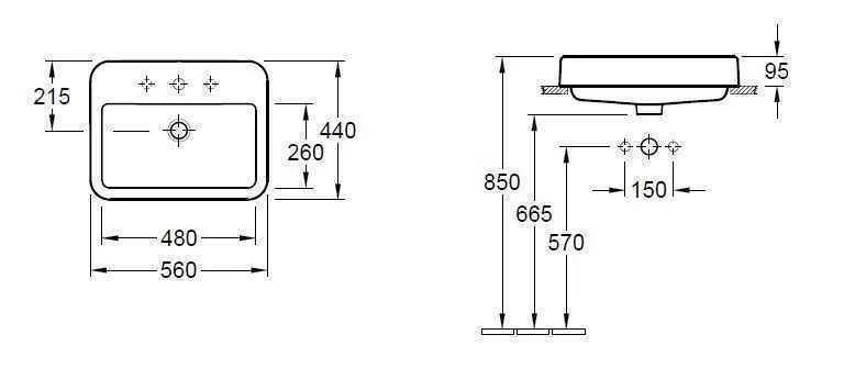 Раковина вбудована в стільницю Villeroy and Boch Architectura 41935601