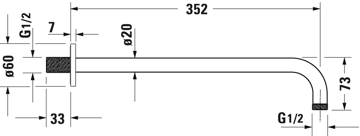 Душевой кронштейн вигнутий Duravit UV0670017000