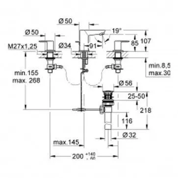 Смеситель для раковины на 3 отверстия Grohe
