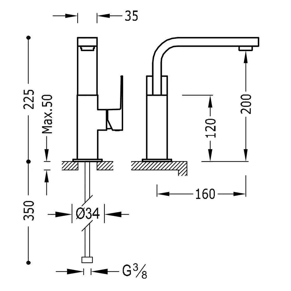 Змішувач на раковину Tres Cuadro 106603