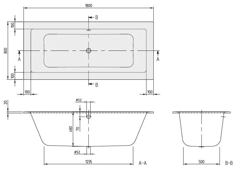 Ванна Villeroy and Boch Legato UBA180LEG2V-RW