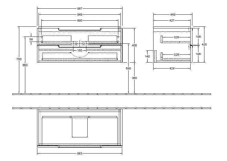 Тумба для умивальника Subway 2.0 Villeroy and Boch A69710FP