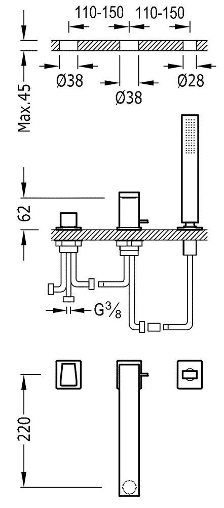 Смесители для ванны Tres Slim 20216102